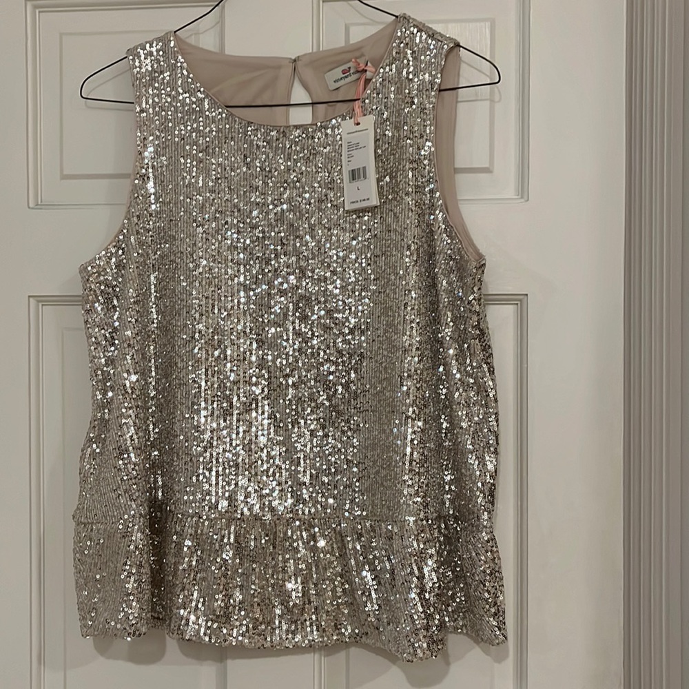 VV silver sequin blouse.